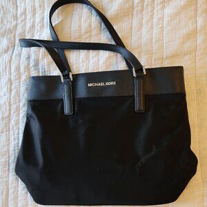 Michael Kors Nylon Leather Trimmed Black Tote Purse